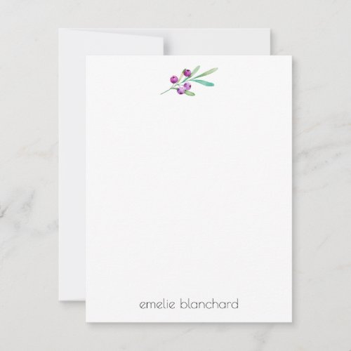 Simple Berries Personalized Note Card