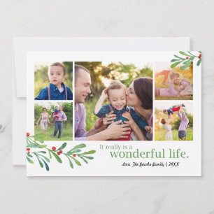 Simple Berries Wonderful LIfe 5 Photo   Holiday Card