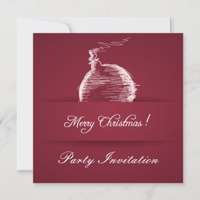 simple berry red elegant christmas invitation (Front)