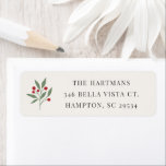 Simple Berry Sprig Christmas Winter Return Address Label<br><div class="desc">Add a touch of holiday charm to your mail with this minimal elegant return address label featuring a festive sprig of winter greenery and berries. The classic serif font offers a clean, timeless look that pairs beautifully with seasonal cards and gifts. Perfect for Christmas cards, party invitations, wedding invitations, or...</div>