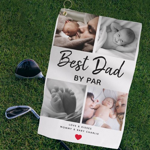 Simple Best Dad by Par Picture Collage  Daddy Golf Towel