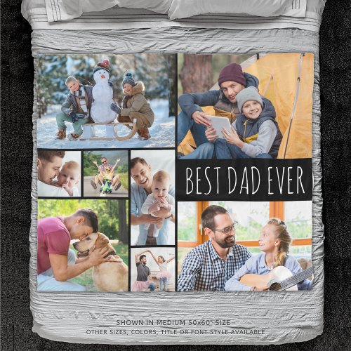 Simple BEST DAD EVER 8 Photo Collage Fleece Blanket