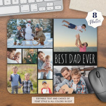 Simple BEST DAD EVER 8 Photo Collage Mouse Pad