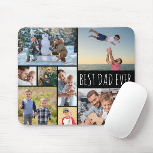 Simple BEST DAD EVER 8 Photo Collage Mouse Pad