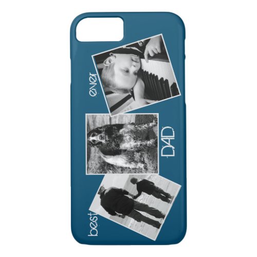 Simple Best Dad Ever black  white Photo Collage iPhone 87 Case