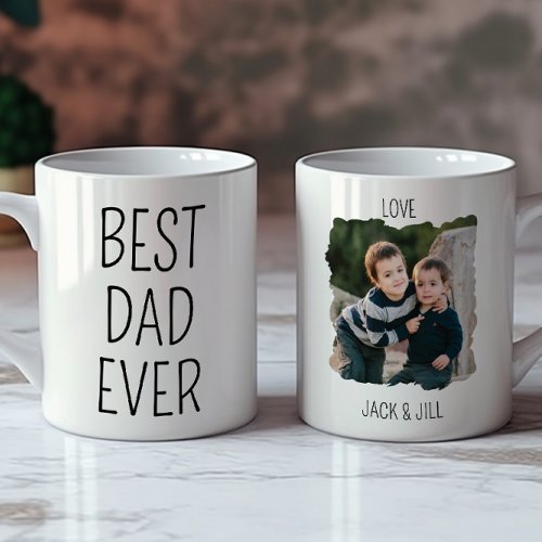 Simple Best DAD Ever Elegant Keepsake Kids Photo Coffee Mug