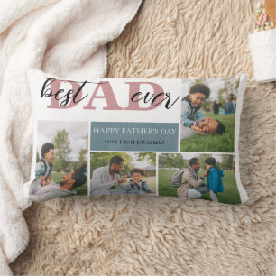 Simple Best Dad Ever Fathers Day Dad 4 photo Lumbar Pillow