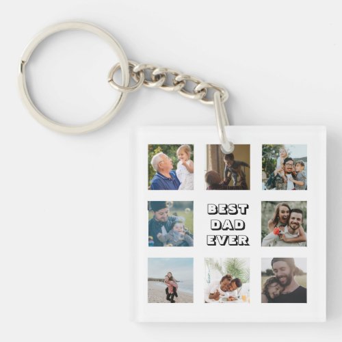 Simple Best Dad Ever Photo Collage Fathers Day Keychain