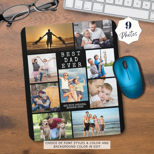 Simple BEST DAD EVER Photo Collage Personalized Mouse Pad (Creator Uploaded)