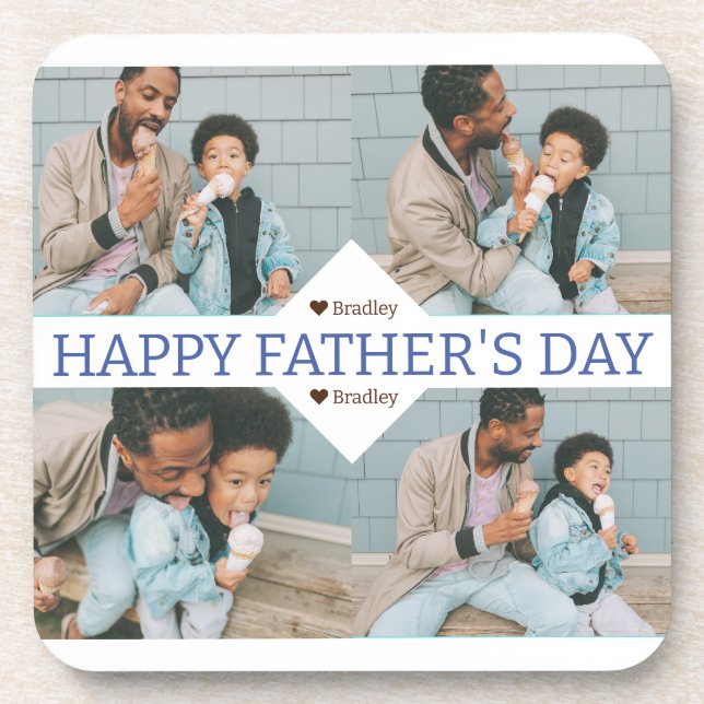 Simple Best Dad Ever Simple Photo Fathers Day  Beverage Coaster (Front)