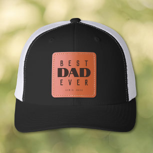 Simple Best Dad Ever Since Leather Patch Hat