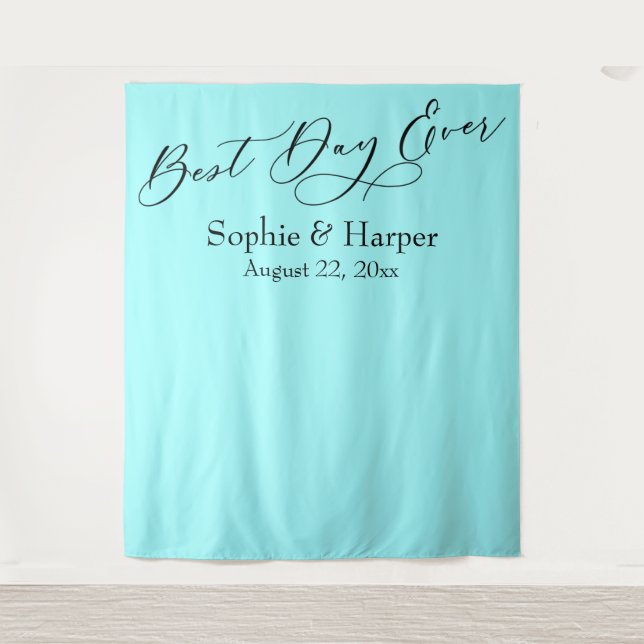 Simple Best Day Ever Aqua Photo Backdrop (Front)