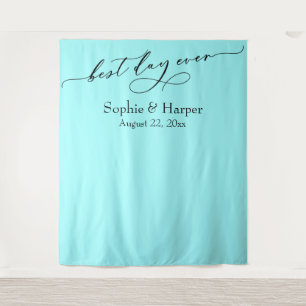 Simple Best Day Ever Aqua Photo Backdrop