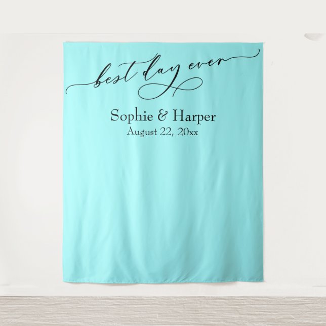 Simple Best Day Ever Aqua Photo Backdrop (Front)
