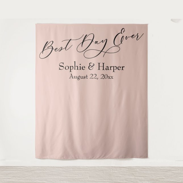 Simple Best Day Ever Blush Photo Backdrop (Front)