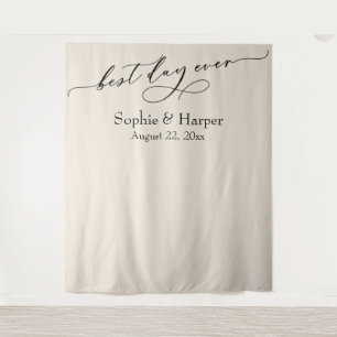 Simple Best Day Ever Cream Photo Backdrop