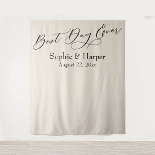 Simple Best Day Ever Cream Photo Backdrop