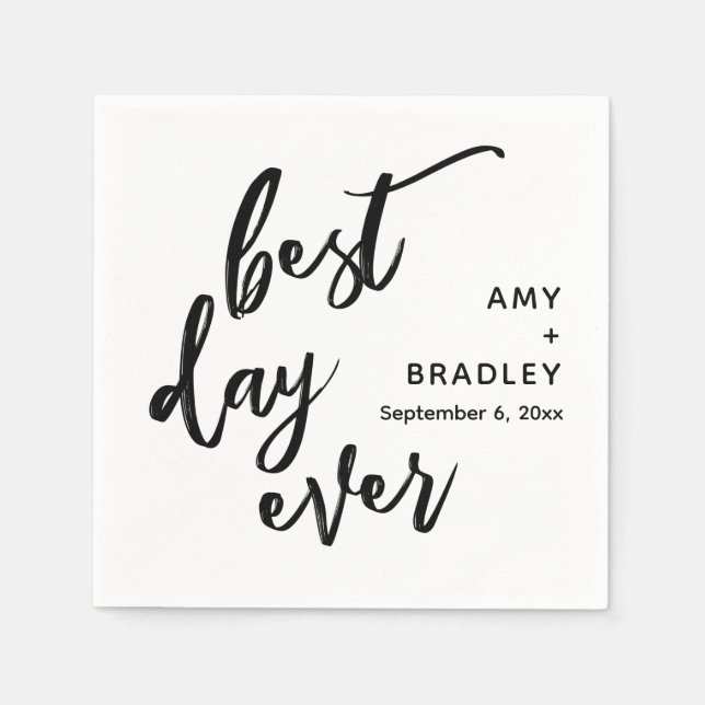 Simple Best Day Ever Handwriting Typography Napkins (Front)
