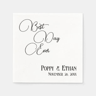 Simple Best Day Ever Wedding Celebration Napkins