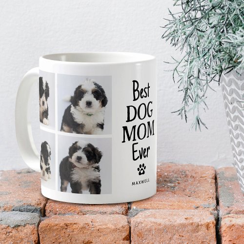 Simple Best Dog Mom Ever Photo Collage Coffee Mug