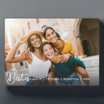 Simple Best Friends Forever Friendship  Plaque<br><div class="desc">Celebrate your special bond with this cute gift for best friends! This custom BFF plaque is the perfect keepsake for women and teen girls, featuring your favorite horizontal photo with “besties” elegantly overlaid in white lettering. Personalize it with a high school graduation message or your names for a heartfelt touch....</div>