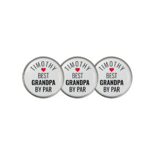 Simple Best Grandpa By Par Name Heart Golf Ball Marker
