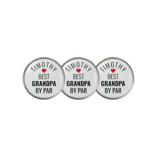 Simple Best Grandpa By Par Name Heart Golf Ball Marker