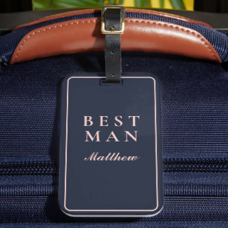 SIMPLE BEST MAN OXFORD BLUE AND BABY PINK LUGGAGE TAG