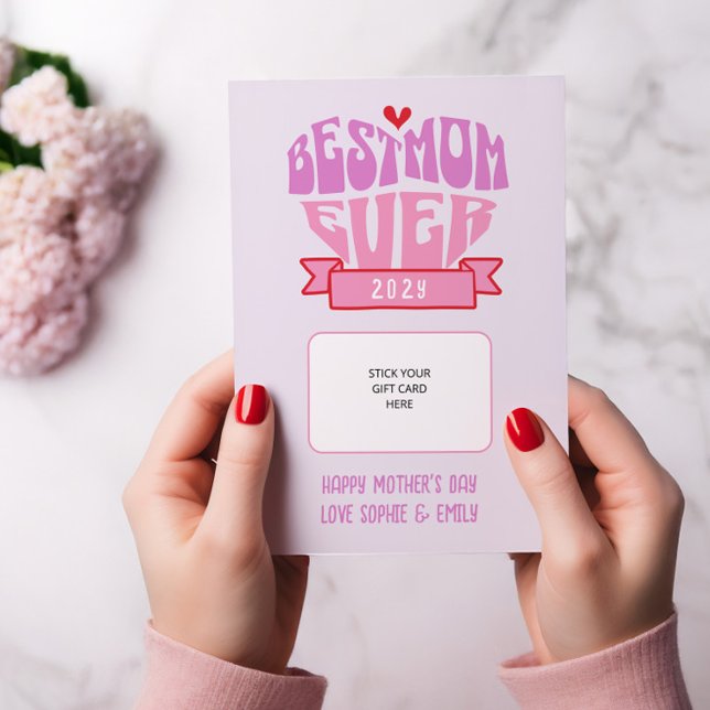Simple Best Mom Ever Retro Pastel Gift Card Holder (Best Mom Ever Mother's Day gift card holder)