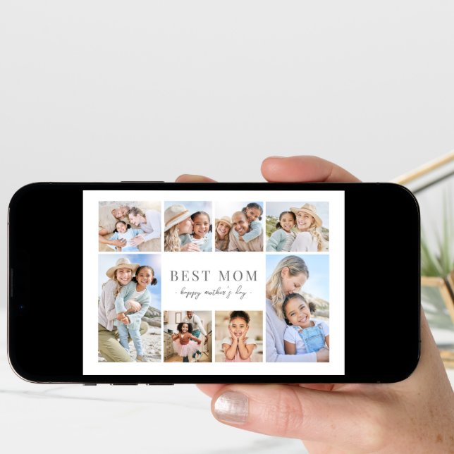 Simple Best Mom Photo Collage Mother's Day Card (Front Digital)