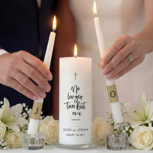 Simple Bible Quote Religious Wedding Cross Unity C Candle Set