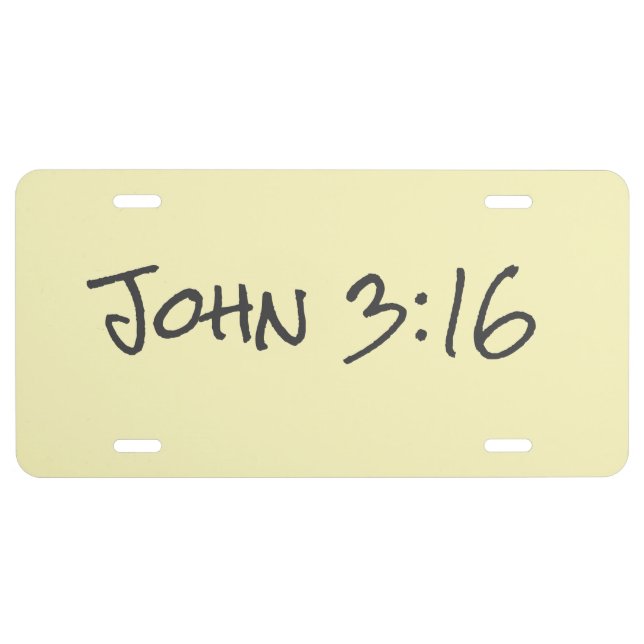Simple Bible Verse Reference Typography Christian License Plate (Front)