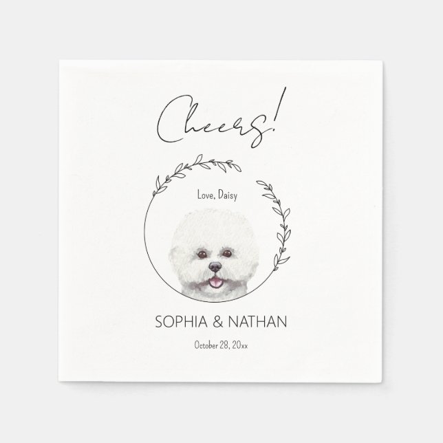 Simple Bichon Frise Dog Wedding Cocktail  Napkins (Front)