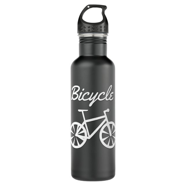 Simple Bicycle Design Stainless Steel Water Bottle (Front)