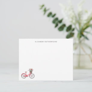 Simple Bicycle with Flowers Personalized Cyclist Note Card
