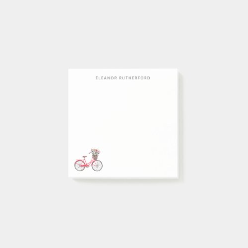 Simple Bicycle with Flowers Personalized Cyclist  Post_it Notes