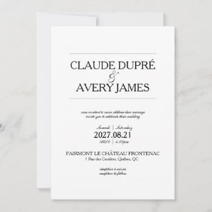 Simple Bilingual French English Wedding Invitation