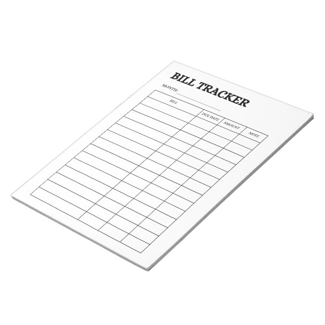 SIMPLE Bill Tracker NOTEPAD (Angled)
