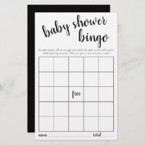 Simple Bingo Card | Black White Baby Shower Game