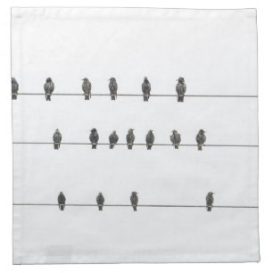 Simple Birds on the Wires Hand-Drawn Illustration Cloth Napkin