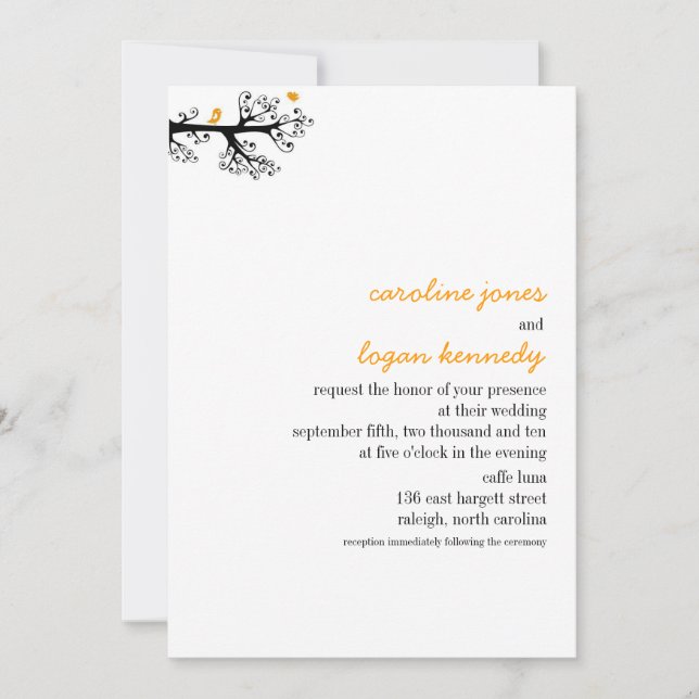 Simple Birds on Tree Branch Invitation (Front)