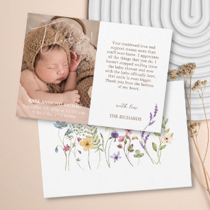 Simple Birth Stats Photo Wild Flowers Newborn Baby Announcement