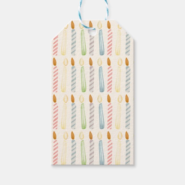 Simple Birthday Candles Party Gift Tags (Front)