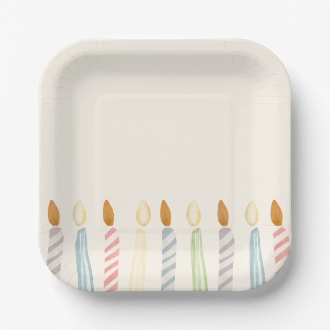 Simple Birthday Candles Party Paper Plates (Front)