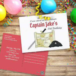 Simple Birthday Kids Pirate Treasure Map Whimsical Postcard