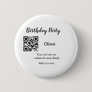 Simple birthday party website barcode QR add name Button