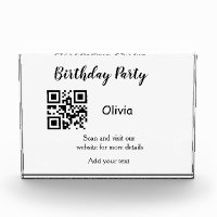 Simple birthday party website barcode QR add name
