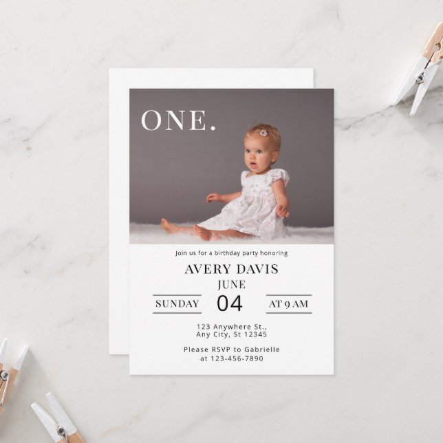 Simple Birthday Party with Photo Invitation (Front/Back In Situ)