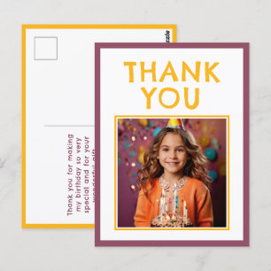 Simple Birthday Thank you Kids Photo  Postcard