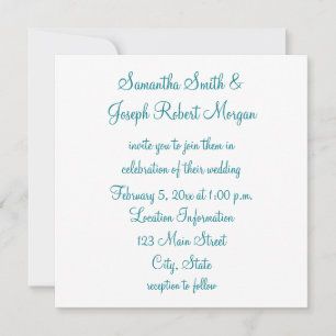 Simple Biscay Bay and White Wedding Invitation